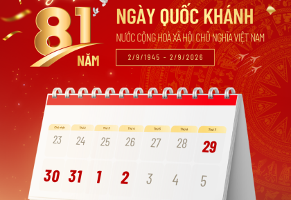 THÔNG BÁO LỊCH NGHỈ LỄ QUỐC KHÁNH 2/9/2026