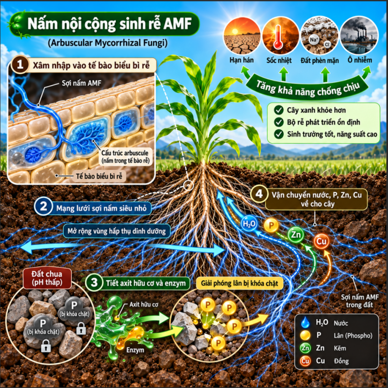  Nấm rễ cộng sinh AMF - Hàng rào bảo vệ và mở rộng vùng rễ